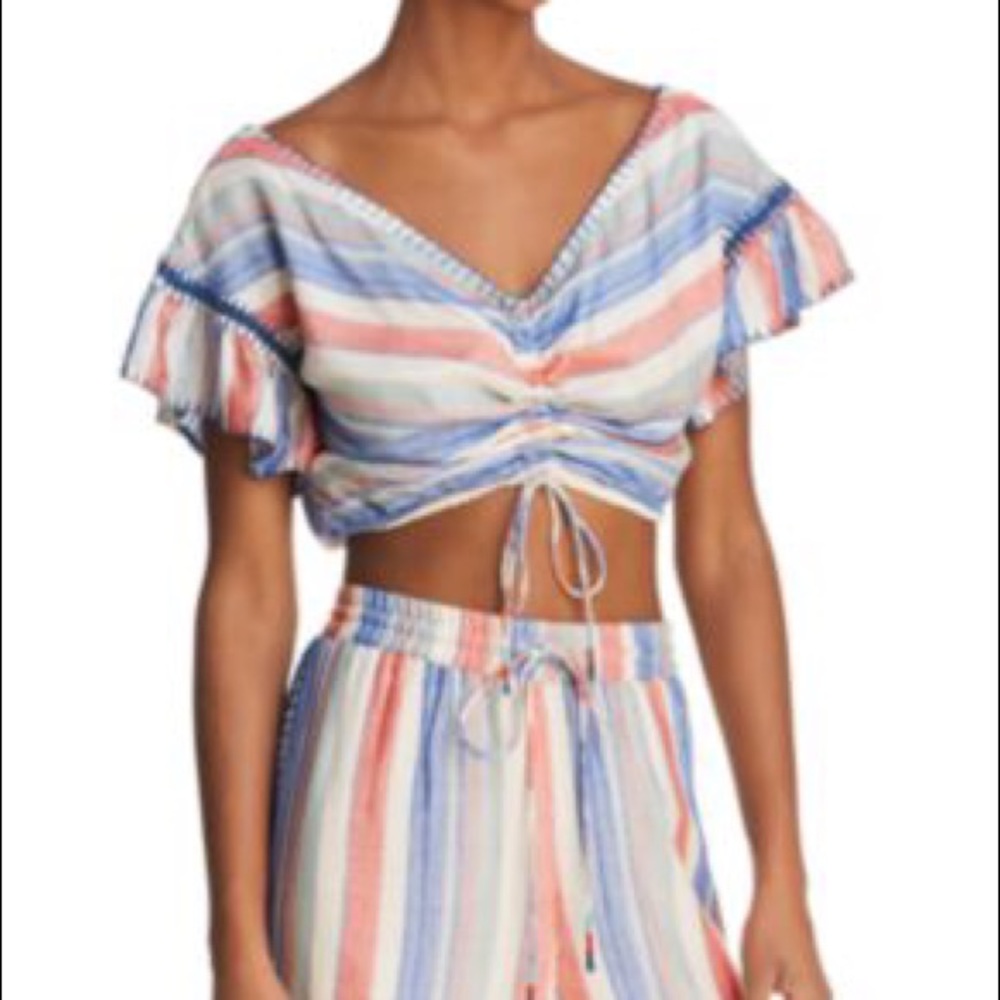 Red white and blue striped crop top